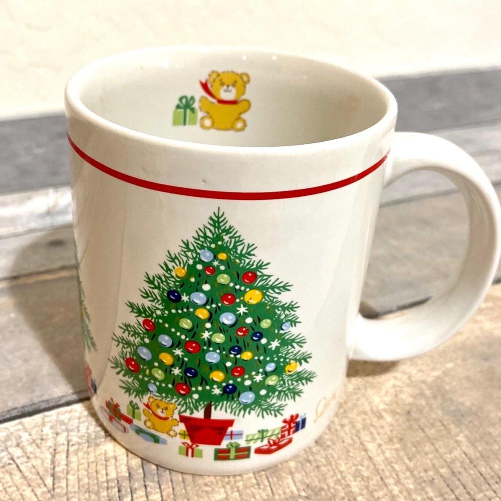 Vintage Christmas Tree Teddy Bear Mug